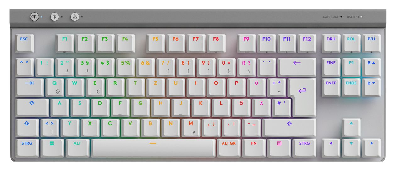 G515 RGB-LED Gaming Tastatur RF Wireless + Bluetooth 2.4 GHz  (Weiß) 