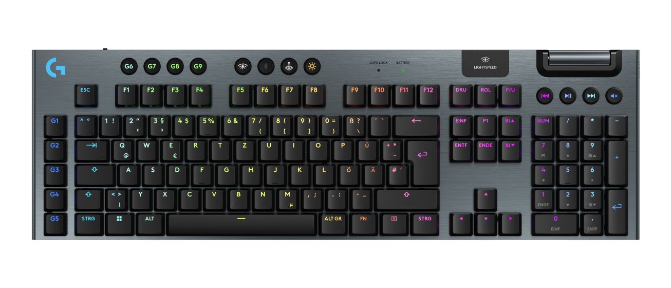 G915X Lightspeed LED Gaming Tastatur RF Wireless + Bluetooth 2.4 GHz  (Schwarz) 