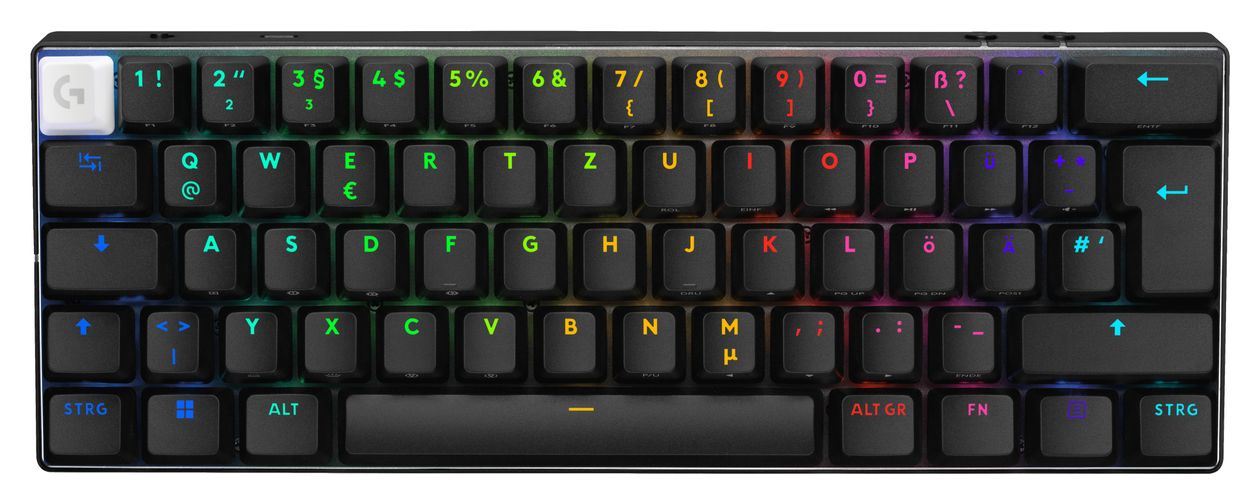 Pro X 60 RGB-LED Gaming Tastatur RF Wireless + Bluetooth 2.4 GHz  (Schwarz) 