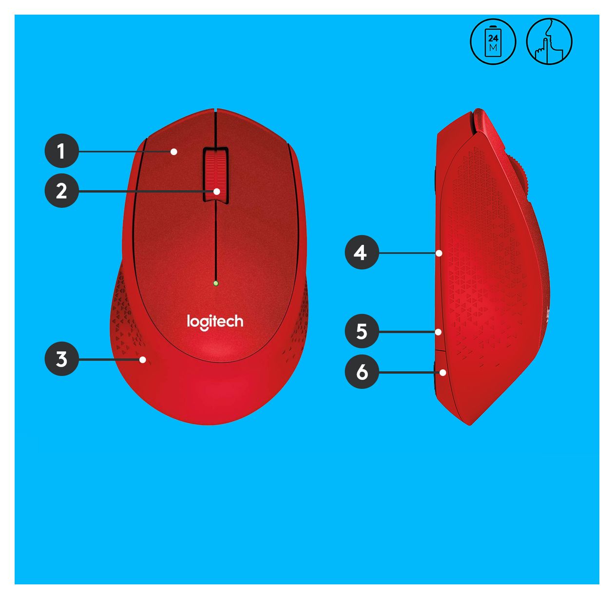 M330 Silent Plus 1000 DPI Büro Maus Mechanisch  (Rot) 