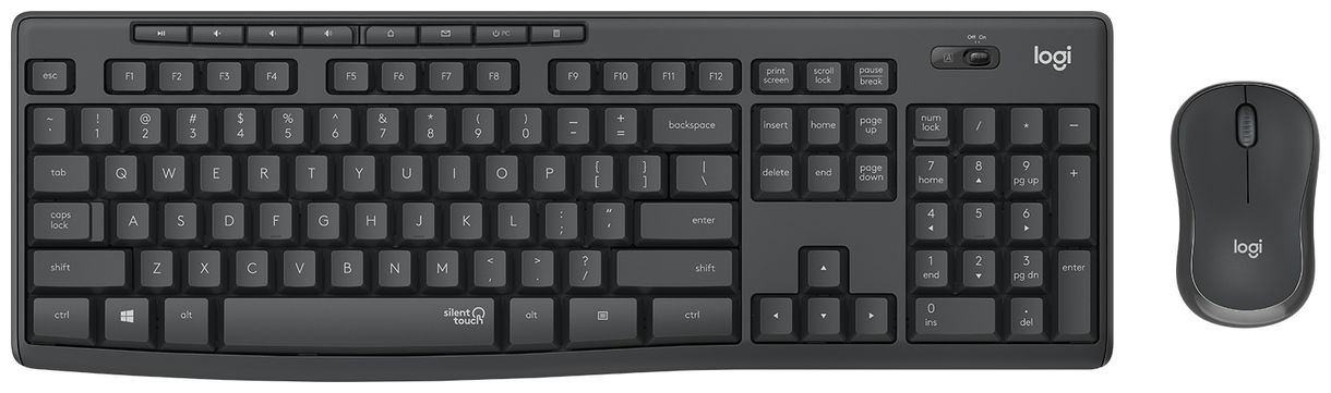 MK295 Silent Wireless Combo Büro Tastatur (Graphit) 