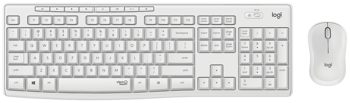 MK295 Silent Wireless Combo Büro Tastatur (Weiß) 