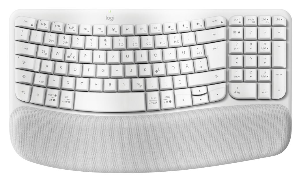 Wave Keys Büro Tastatur RF Wireless + Bluetooth 2.4 GHz  (Weiß) 