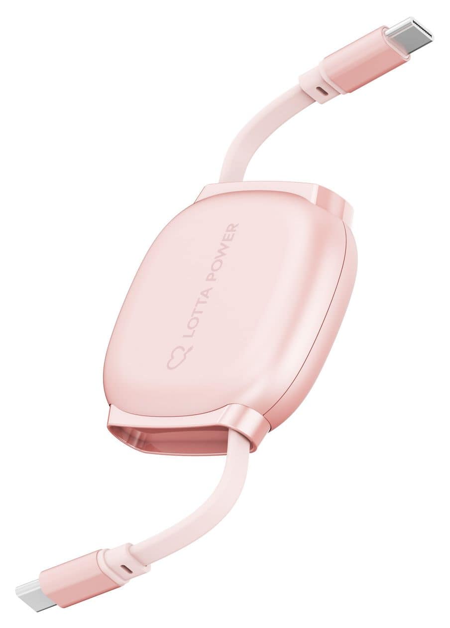 Ausziehbares Ladekabel 0,48 Gbit/s Stecker Rundkabel USB C auf USB C bis 100 W 1 m  (Rose) 