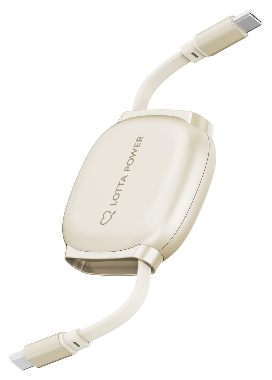 Ausziehbares Ladekabel 0,48 Gbit/s Stecker Rundkabel USB C auf USB C bis 100 W 1 m  (Beige) 