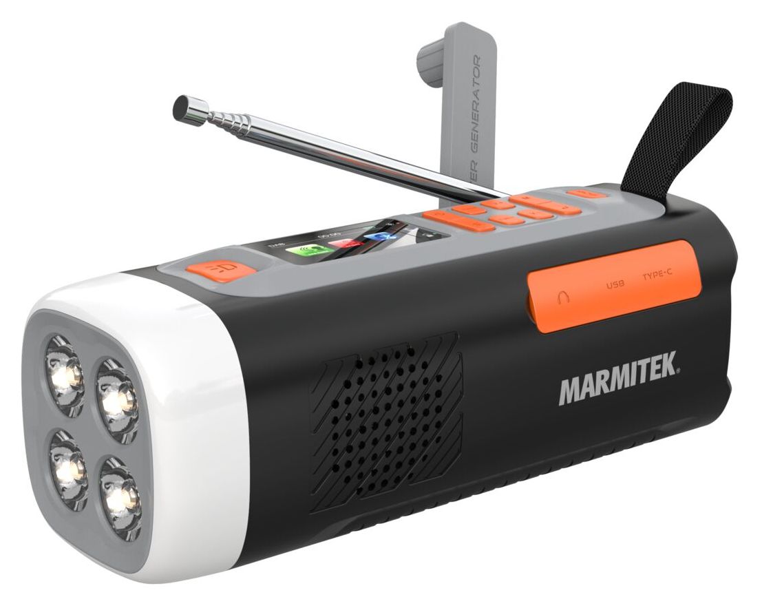 RESQ200 Kurbelradio Bluetooth DAB, DAB+, FM Radio Tragbar IPX3  (Schwarz) 