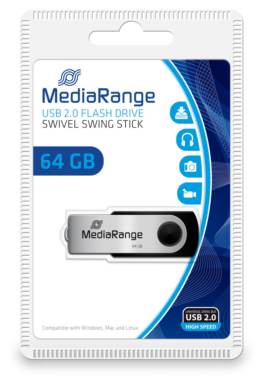 MR912 USB Type-A / Micro-USB Stick 64 GB  (Schwarz, Silber) 