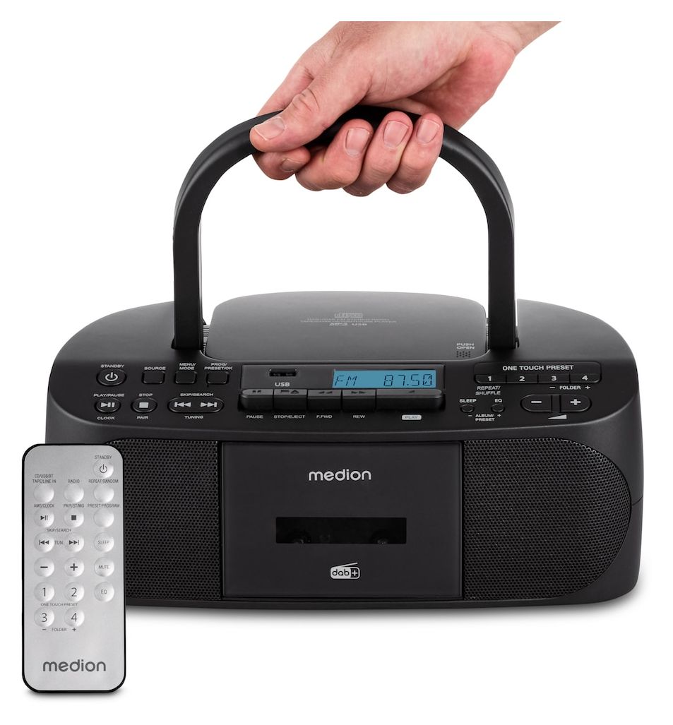 Life DRX-1 Plus Boombox Bluetooth DAB+, FM, PLL Radio Persönlich  (Schwarz) 