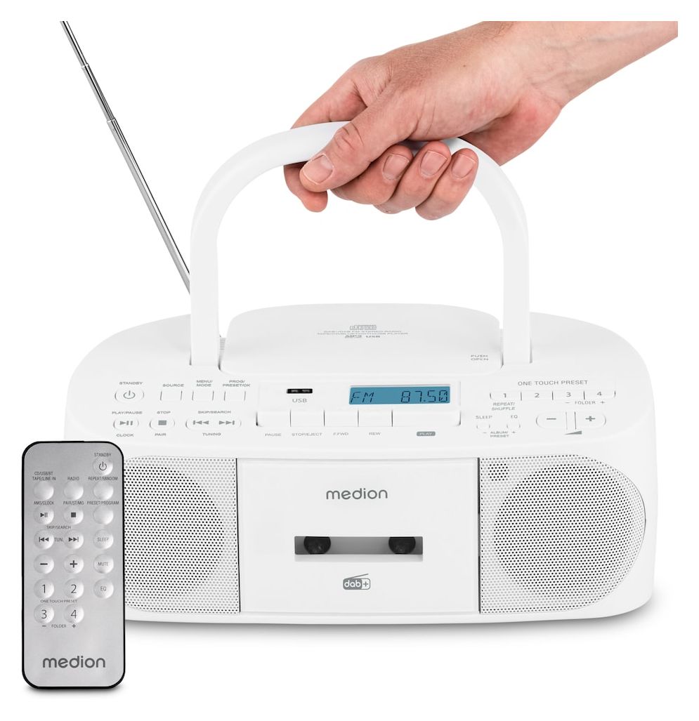 Life DRX-1 Plus Boombox Bluetooth DAB+, FM, PLL Radio Persönlich  (Weiß) 