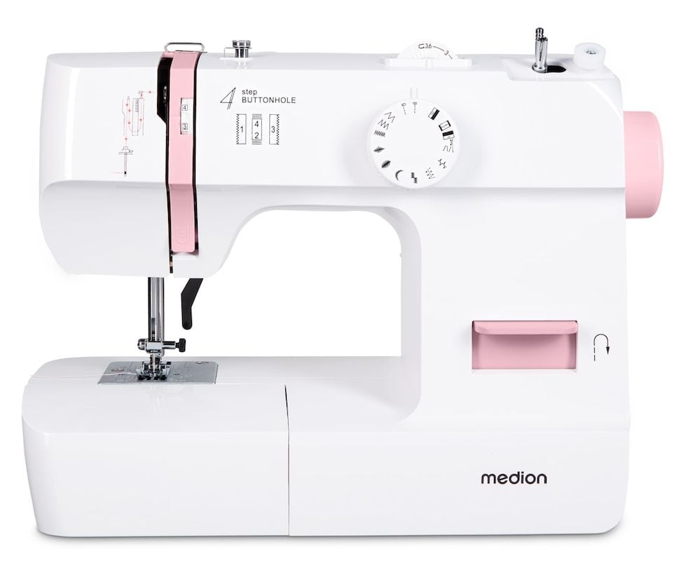 LIFE Nähmaschine SM70 (MD 11179) 12 verschiedene Stickmuster, 4 Schritte Knoploch, einstellbare Stichlänge, 70 Watt Motorleistung 