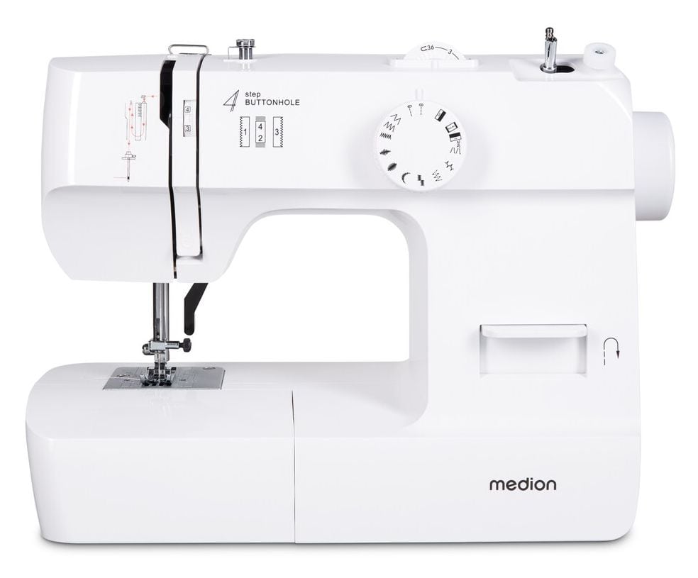 LIFE Nähmaschine SM70 (MD 11179) 12 verschiedene Stickmuster, 4 Schritte Knoploch, einstellbare Stichlänge, 70 Watt Motorleistung 