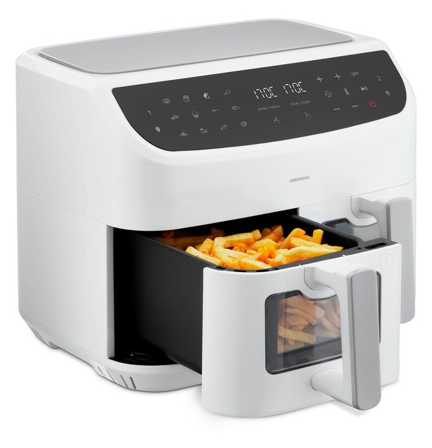 Life P20 XXL MD11760 Doppel Heißluftfritteuse 8,7 l 2600 W  (Weiß) 