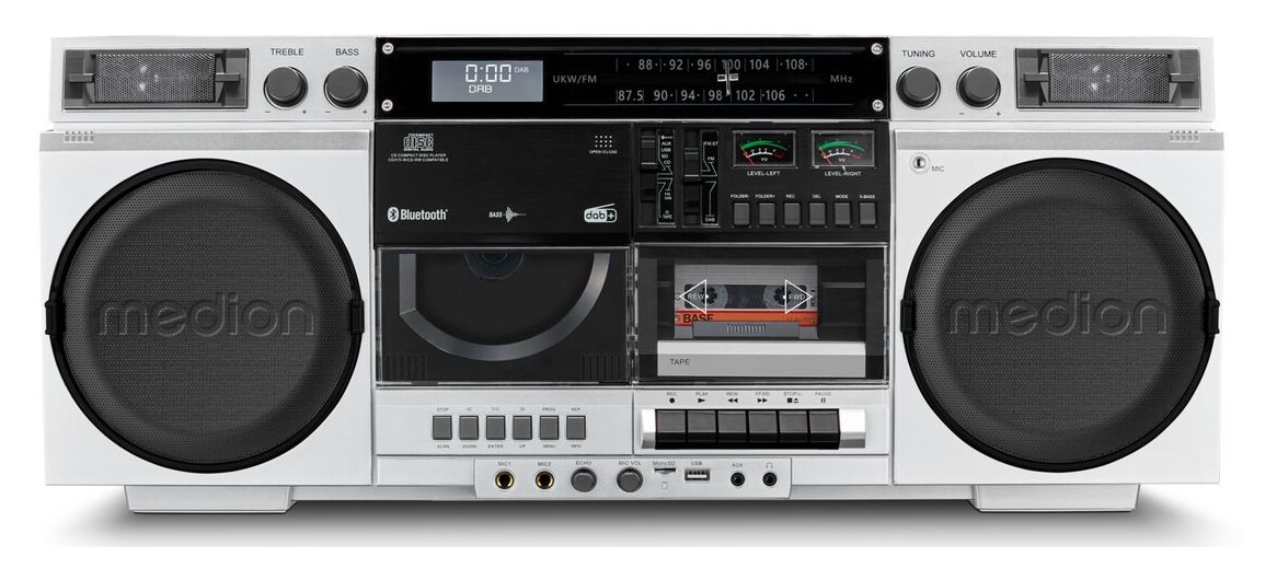 Life P66538 Retro Boombox DAB+, FM, PLL 20 W Bluetooth  (Weiß) 