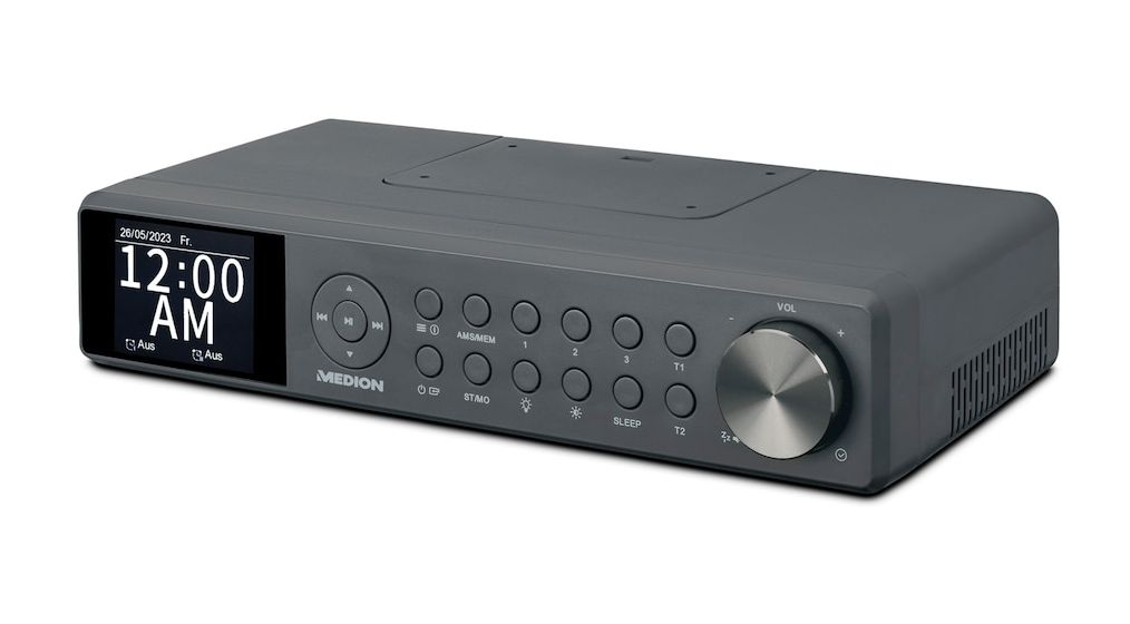 Life P66750 Bluetooth DAB+, PLL, UKW Radio Uhr  (Grau) 