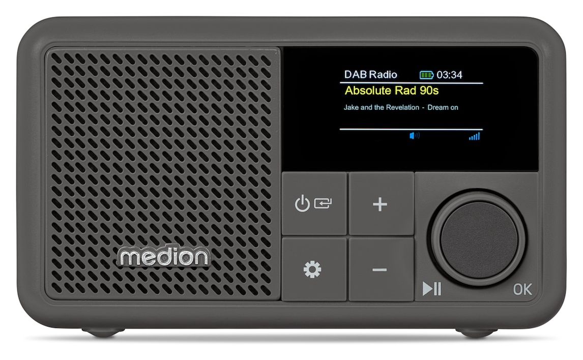 Life S66822 Bluetooth DAB+, UKW Radio Tragbar IPX1  (Grau) 
