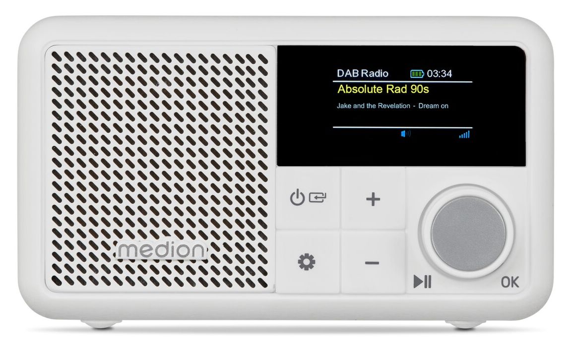 Life S66822 Bluetooth DAB+, UKW Radio Tragbar IPX1  (Weiß) 