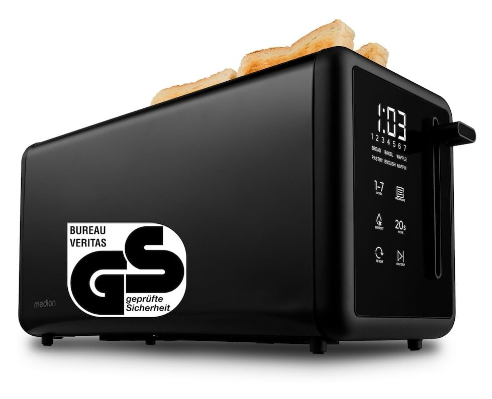 MD12103 Toaster 1450 W 4 Scheibe(n) 7 Stufen  (Schwarz) 