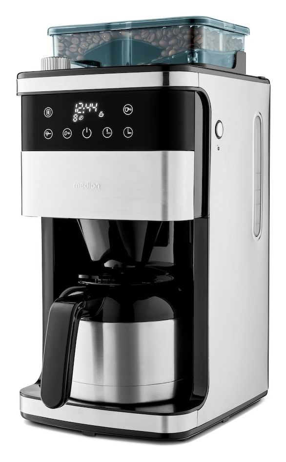 MD19911 8 Tassen Thermo Filterkaffeemaschine 1,0 l  (Schwarz, Edelstahl) 