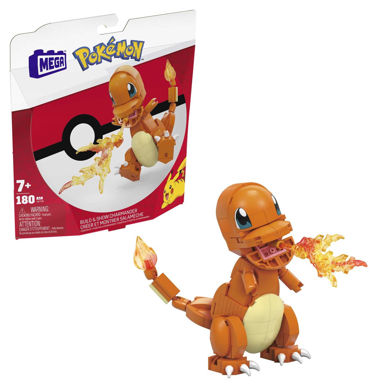 Pokemon Glumanda Bauset 180 Teile  (Orange) 