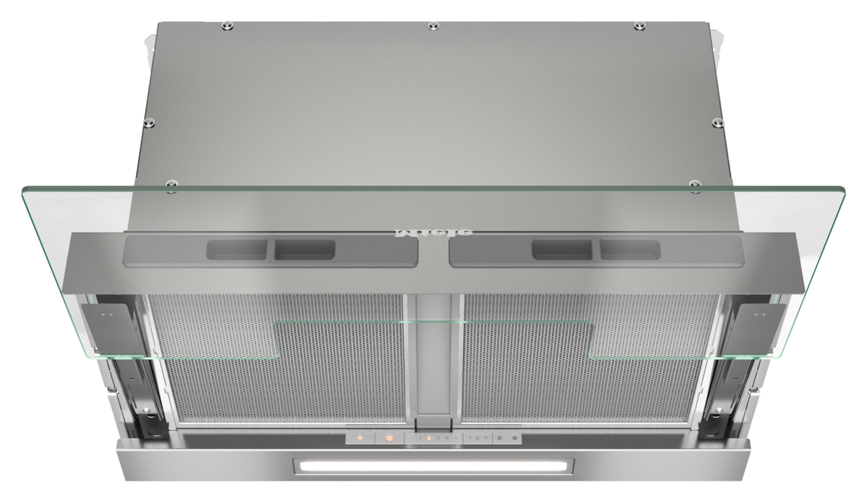 DAS4640 Abluft/Umluft Dunstabzugshaube/Esse Einbau 561 mm (Silber, Transparent) 