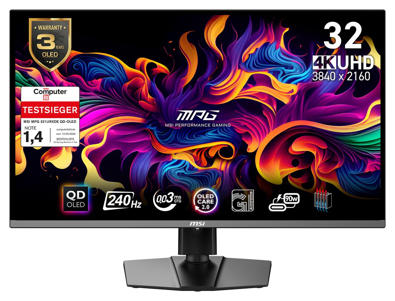 MPG 321URXDE QD-OLED 4K Ultra HD Monitor 80 cm (31.5 Zoll) 16:9 1 ms 250 cd/m²  (Schwarz) 
