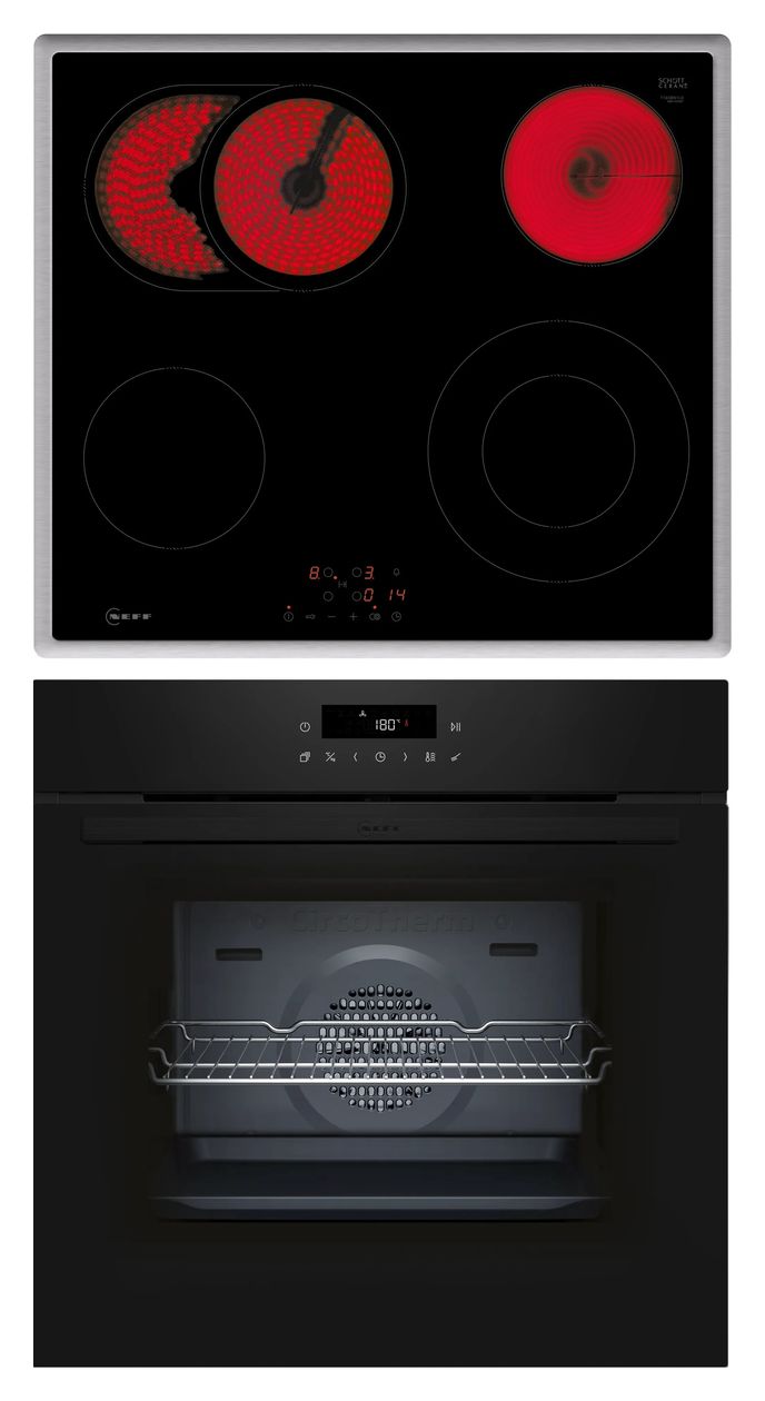 BTX46PB0 (B2CCJ7AK3 + T16SBN1L0) Backofen-Set groß AutoClean EasyClean mit autarkem 60 cm Glaskeramik Kochfeld 
