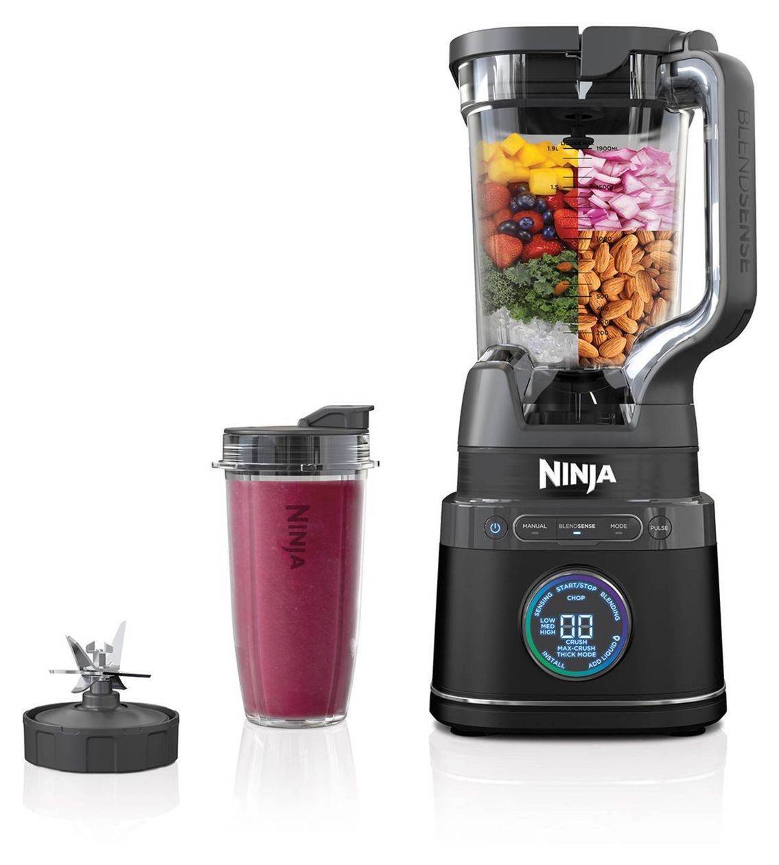 TB301EU Detect Power Mixer Pro 2,1 l Standmixer 10 Geschwindigkeiten 1200 W  (Schwarz) 