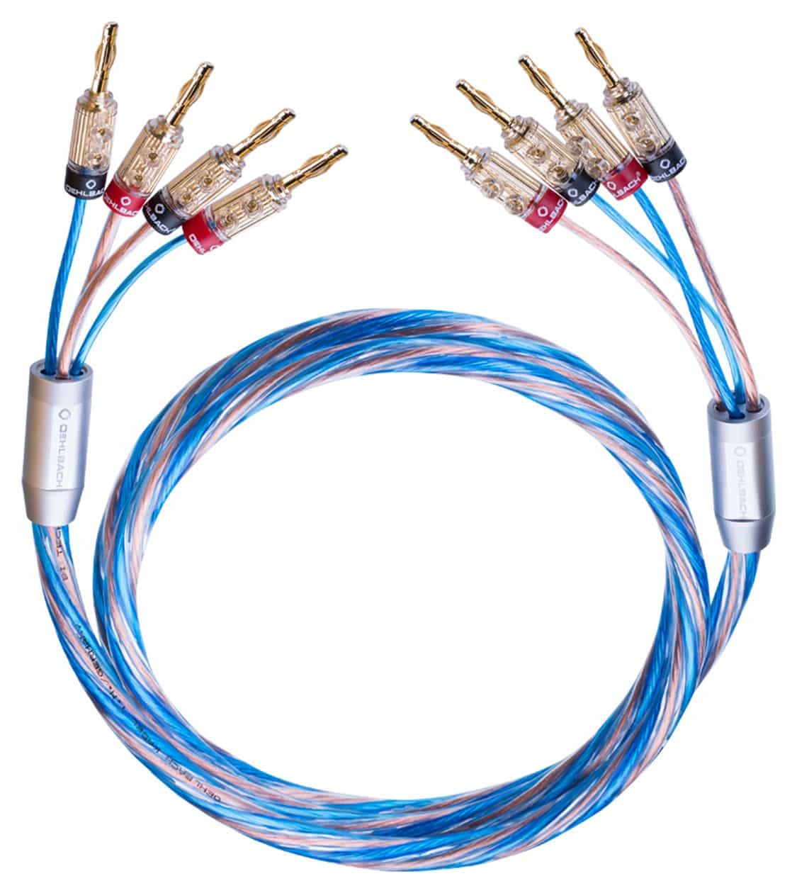 Bi-Tech 4.4B Lautsprecherkabel-Set Stecker Bananenstecker auf Bananenstecker 2 m  (Blau/Kupfer) 