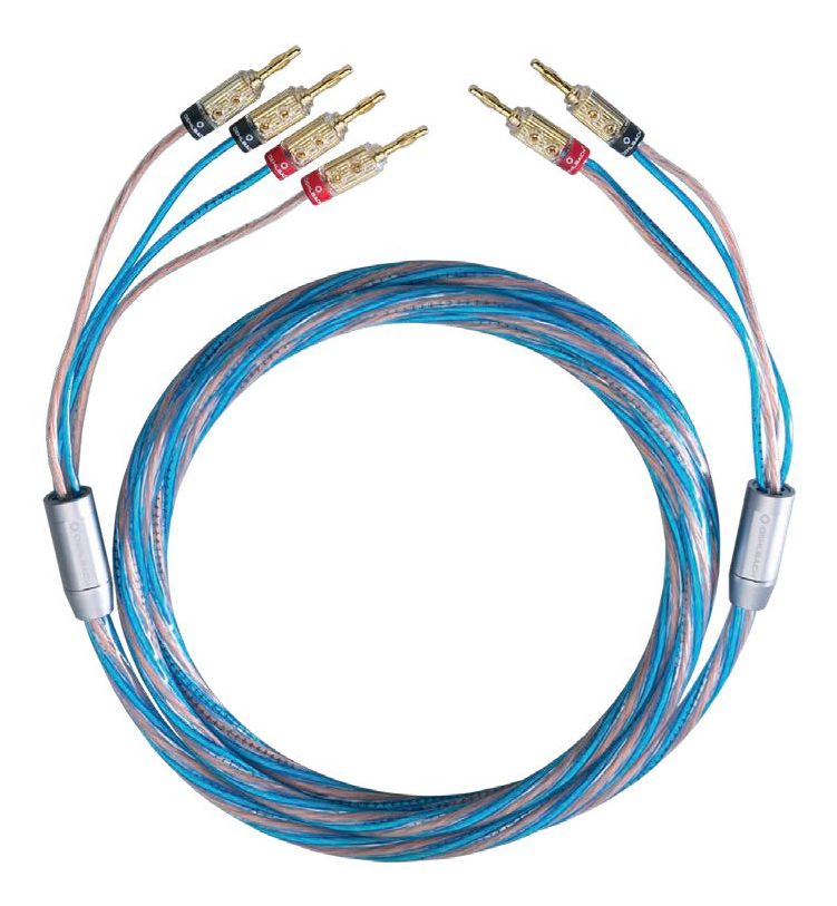 Bi-Tech 4B Lautsprecherkabel-Set Stecker Bananenstecker auf Bananenstecker 5 m  (Blau/Kupfer) 