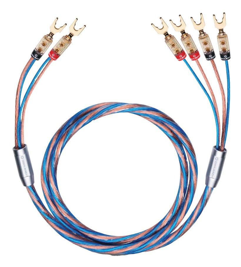 Bi-Tech 4L Lautsprecherkabel-Set Stecker Terminal auf Terminal 2 m  (Blau/Kupfer) 
