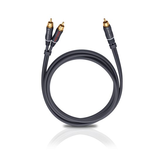 BOOOM! Subwoofer-Y-Cinchkabel Stecker Cinch auf 2x Cinch 2 m  (Anthrazit) 
