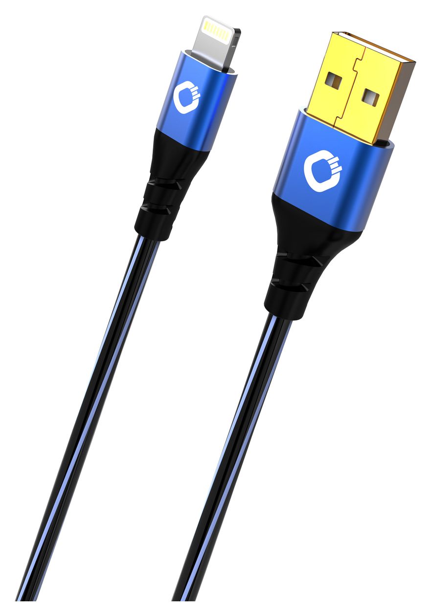 USB Plus Li 0,48 Gbit/s Stecker Rundkabel USB A auf Lightning 0,5 m  (Schwarz, Blau) 