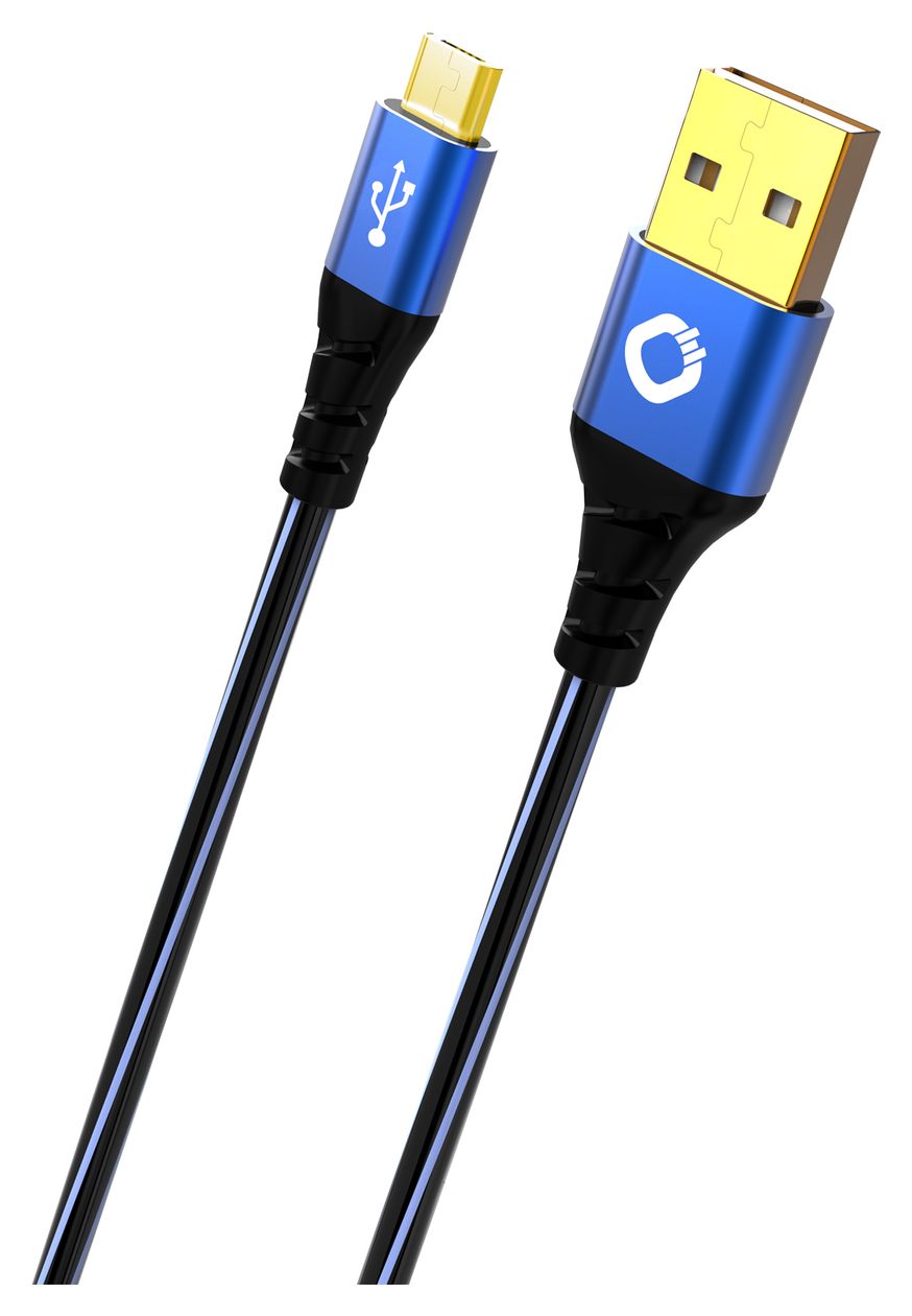 USB Plus Micro 0,48 Gbit/s Stecker Rundkabel USB A auf Micro-USB B 0,5 m  (Schwarz, Blau) 