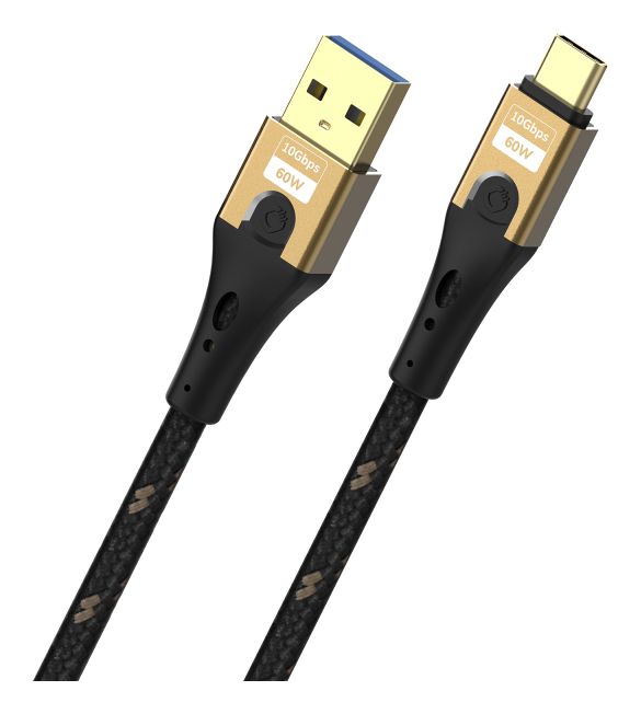 USB Primus AC 10 Gbit/s Rundkabel USB A auf USB C Männlich bis 60 W 2 m  (Schwarz) 