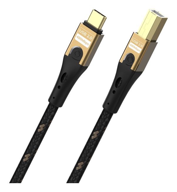 USB Primus CB 0,48 Gbit/s Rundkabel USB C auf USB B Männlich 3 m  (Schwarz, Gold) 