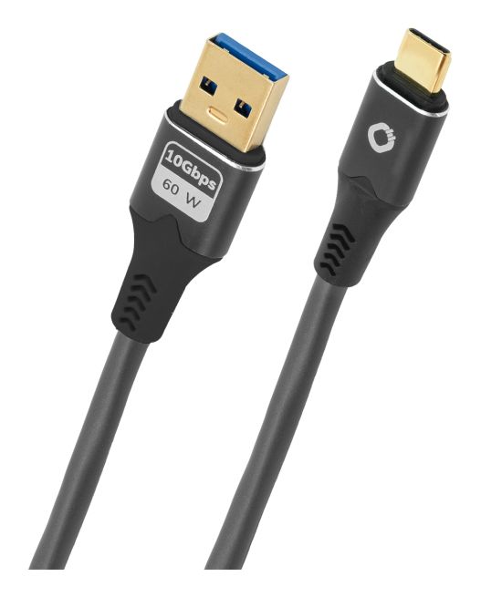 USB Pulse AC 10 Gbit/s Rundkabel USB A auf USB C Männlich bis 60 W 3 m  (Anthrazit) 