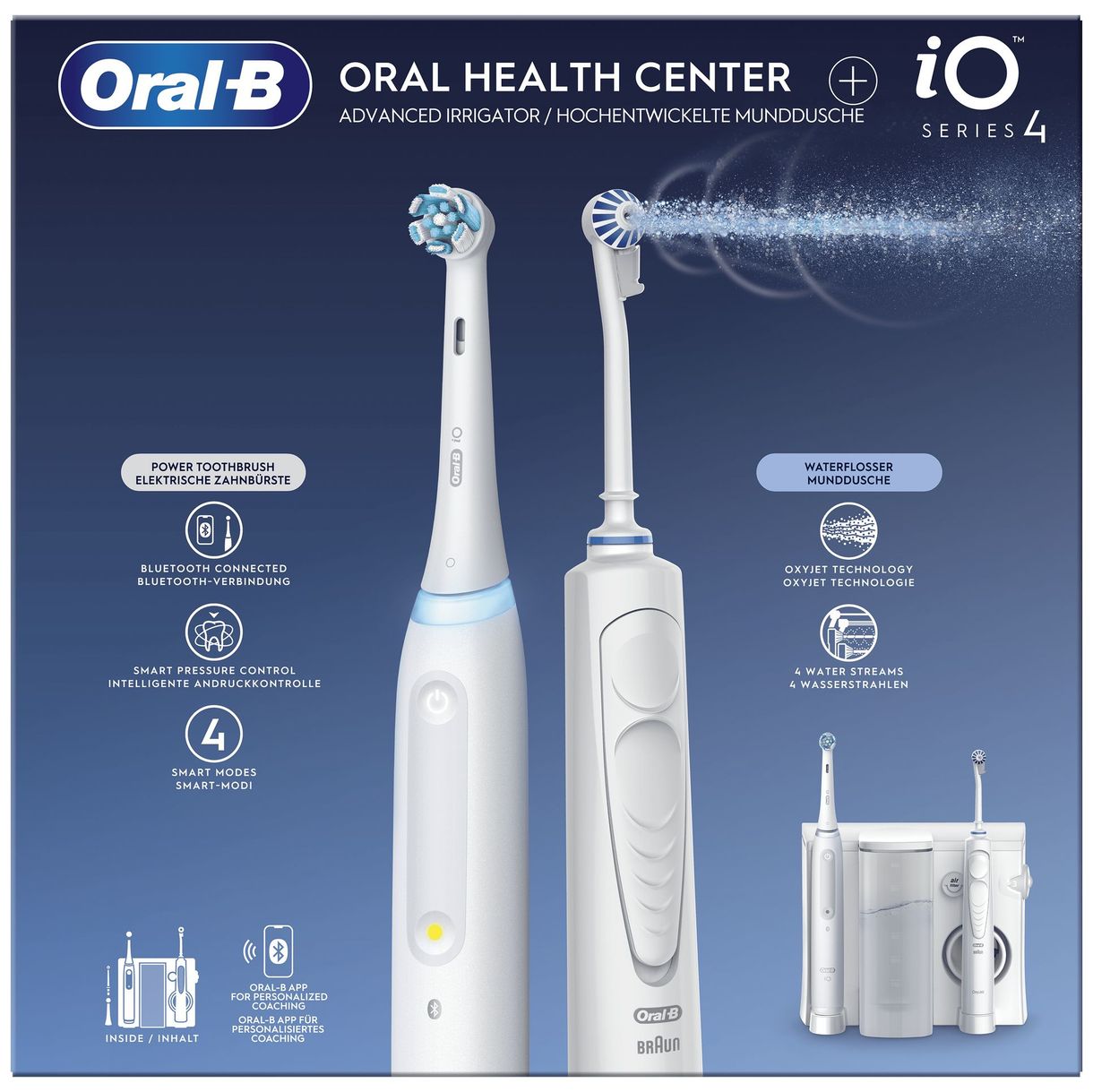 Center OxyJet + iO4 Rotierende-vibrierende Zahnbürste für Erwachsene 
