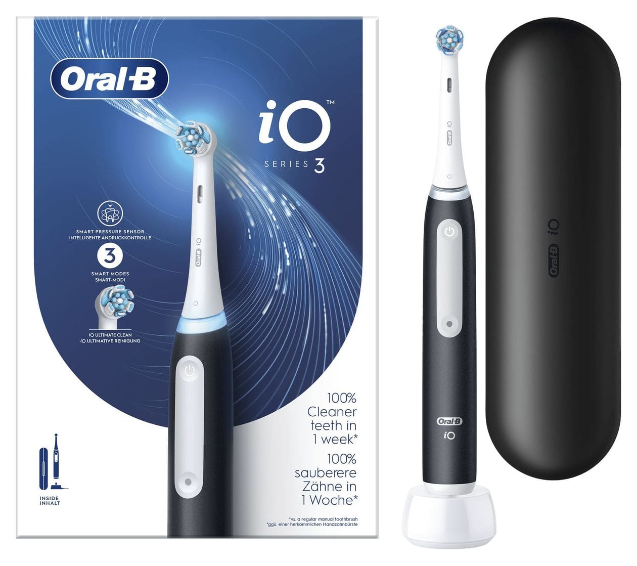 iO Series 3 Rotierende-vibrierende Zahnbürste für Erwachsene  (Schwarz, Weiß) 