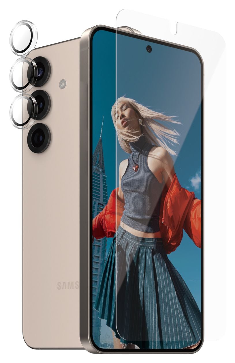 2-in-1 Bundle - Schutzkit Display/Objektiv Klare Bildschirmschutzfolie Gehärtetes Glas, Silikon, Polyethylenterephthalat für Samsung Galaxy S25 