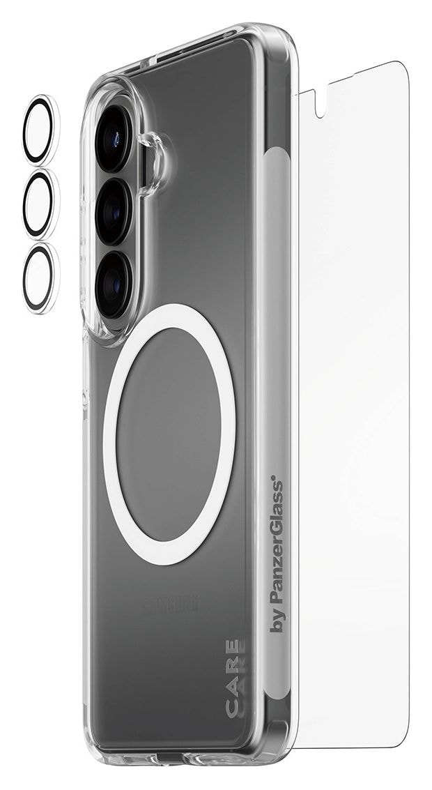 3-in-1 Bundle Cover Klare Bildschirmschutzfolie TPU, Gehärtetes Glas, Polyethylenterephthalat, Silikon für Samsung Galaxy S26 