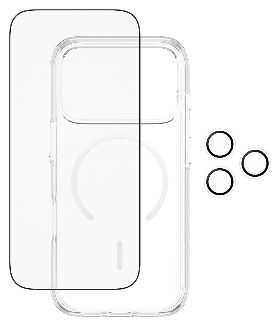 74977 3-in-1 Explorer Set Cover Klare Bildschirmschutzfolie Gehärtetes Glas, Polyethylenterephthalat, Silikon für  Apple Apple - iPhone 17 Pro Kratzresistent, Schockresistent 