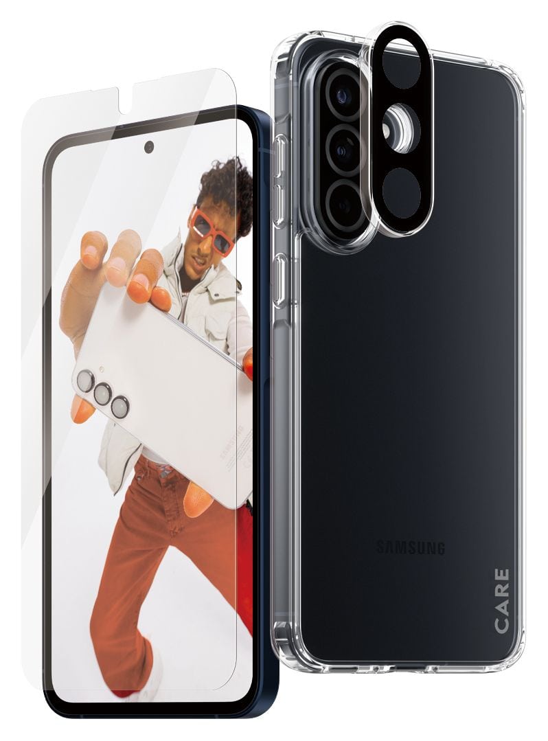Flagship 3-in-1 Set Klare Bildschirmschutzfolie Gehärtetes Glas, Polyethylenterephthalat, Silikon, TPU für Samsung Galaxy A56 