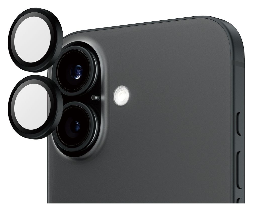 Hoops Kameraobjektivschutz Gehärtetes Glas, Silikon für Apple iPhone 16/16 Plus 