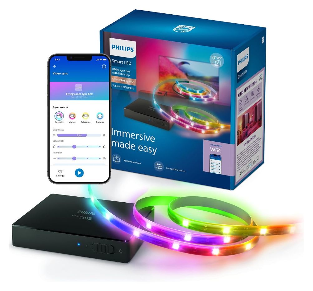 HDMI Sync Box mit TV-Hintergrundbeleuchtung für TVs von 75–85", Connected by WiZ 