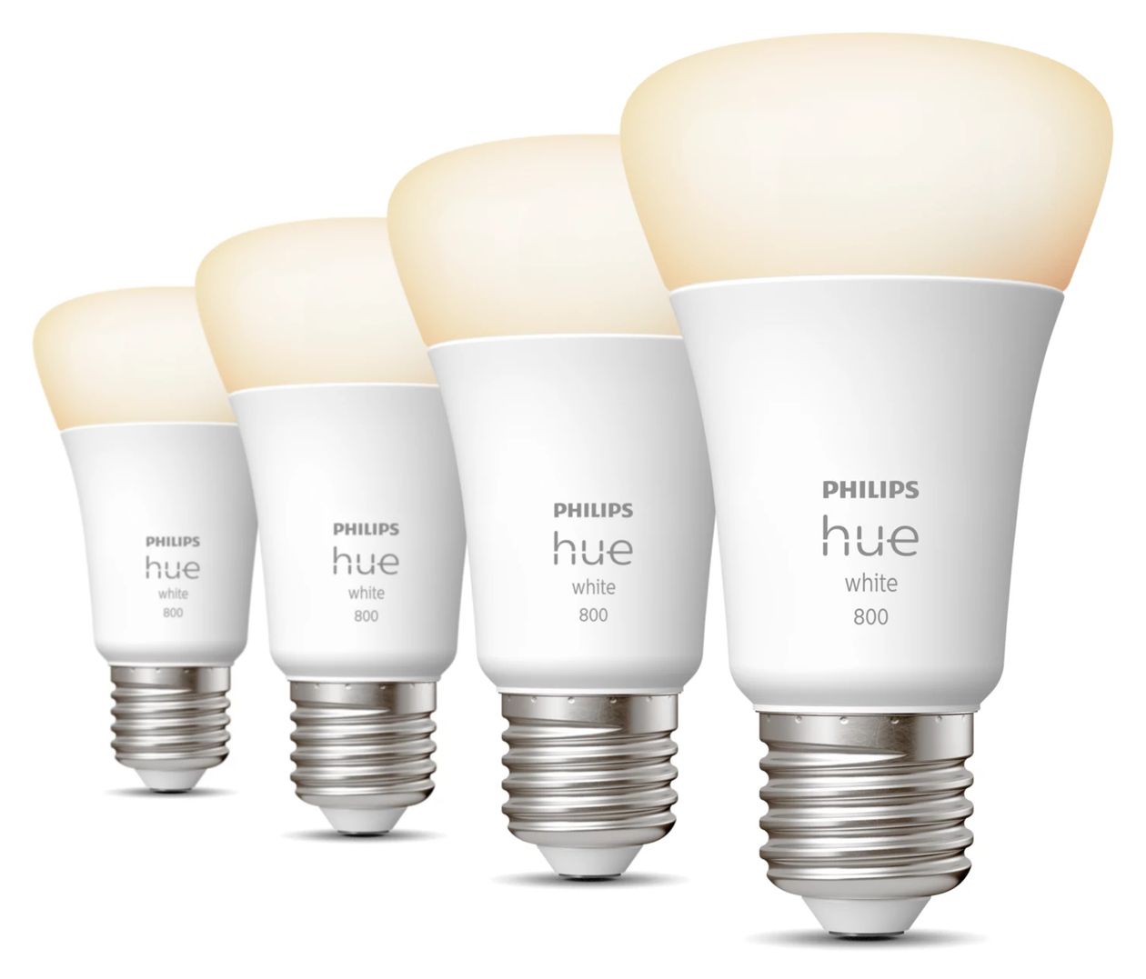 Hue White E27 A60 Viererpack LED Intelligentes Leuchtmittel Weiches Weiß 