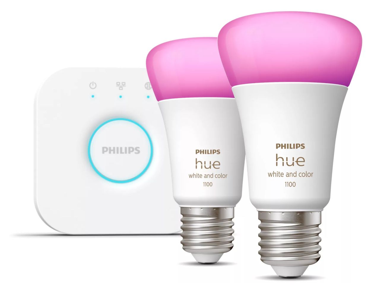 Hue White & Color Ambiance Starter-Set: E27 A60 Doppelpack LED Set für intelligente Beleuchtung Multi AC 