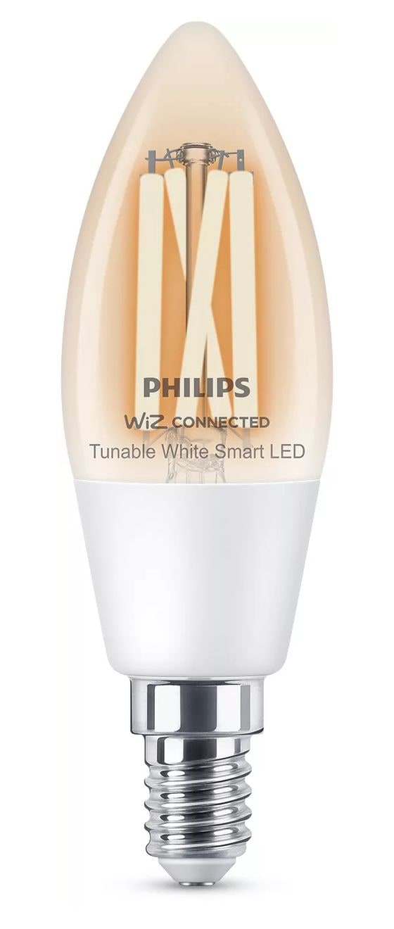 Smart LED Kerzenform klar 4,9 W (entspr. 40 W) C35 E14 LED Intelligentes Leuchtmittel 113 mm Weiß 