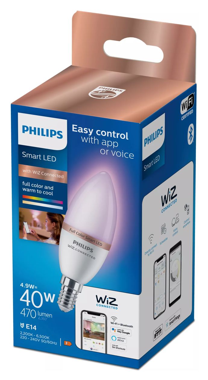 Smarte LED-RGB-Lampe C37, E14-Sockel, 470 lm 