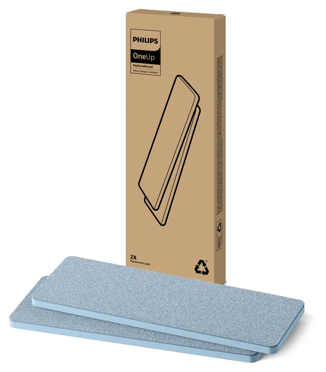 Philips OneUp Ersatz-Pad - Echtholz, Parkett, Linoleum - Doppelpack 