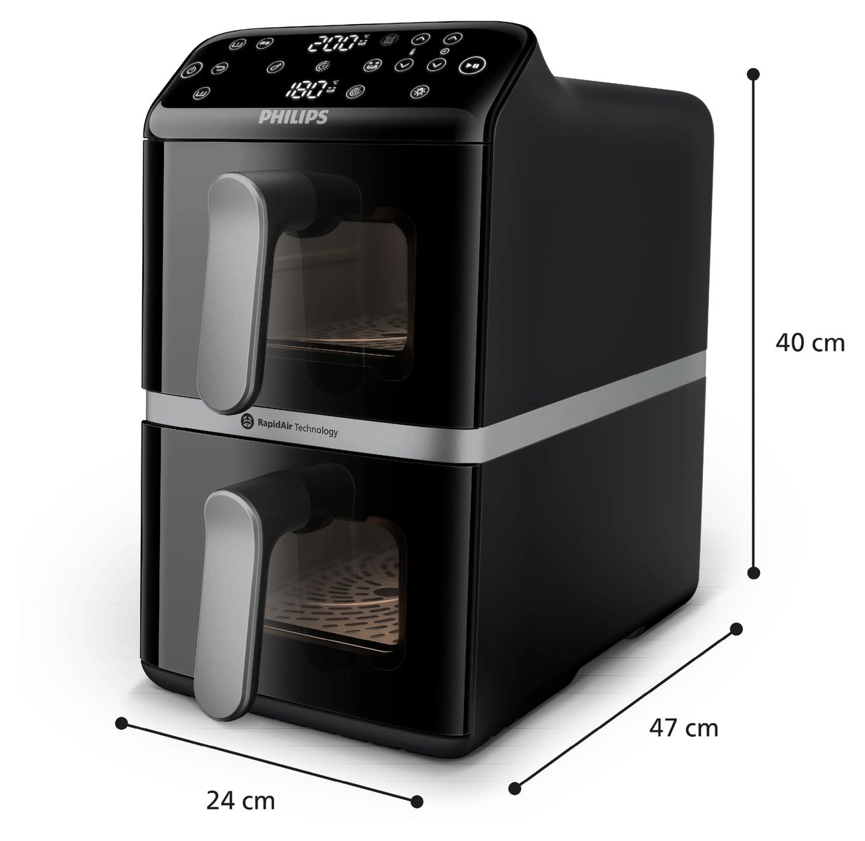 Series 4000 NA461/00 Doppel Heißluftfritteuse 10 l 2750 W  (Schwarz, Silber) 